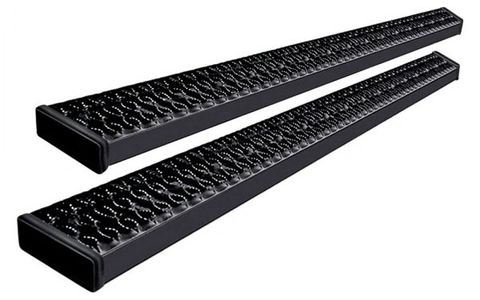 Step Bars, Running Boards, Chrome, Stainless Steel, Black Powder Coated, No Drilling, Wheel to Wheel