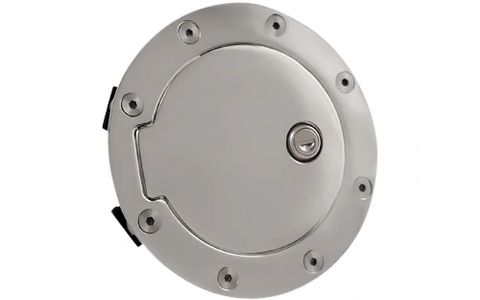Fuel/Gas door with security feature.  Chrome plated, Truck Accessories,  Lock and key entry, upgrade