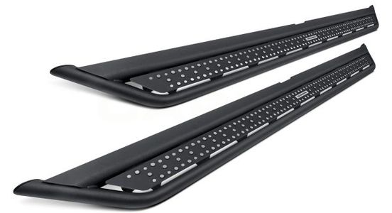 Step Bars, Running Boards, Chrome, Stainless Steel, Black Powder Coated, No Drilling, Wheel to Wheel