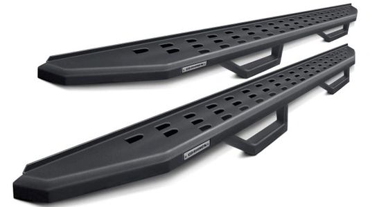 Step Bars, Running Boards, Chrome, Stainless Steel, Black Powder Coated, No Drilling, Wheel to Wheel