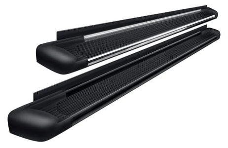 Step Bars, Running Boards, Hitch, Stainless Steel, Black Powder Coated, No Drilling, Rocker Panels