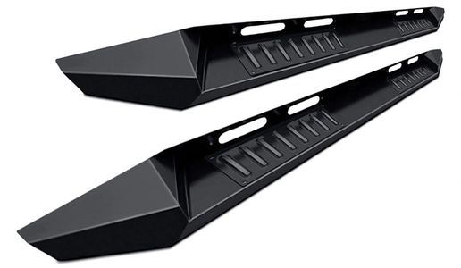 Step Bars, Running Boards, Chrome, Stainless Steel, Black Powder Coated, No Drilling, Wheel to Wheel