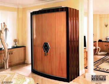 Sapelli, plain sliced Anigre Art Deco style unit.