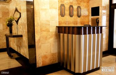 Item: CTC043 - Macassar Ebony, Mappa Burl Art Deco style unit with stone top and stainless steel cla
