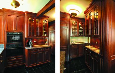 Item: KTC009B – Cherry Traditional style with raised panels and granite top.