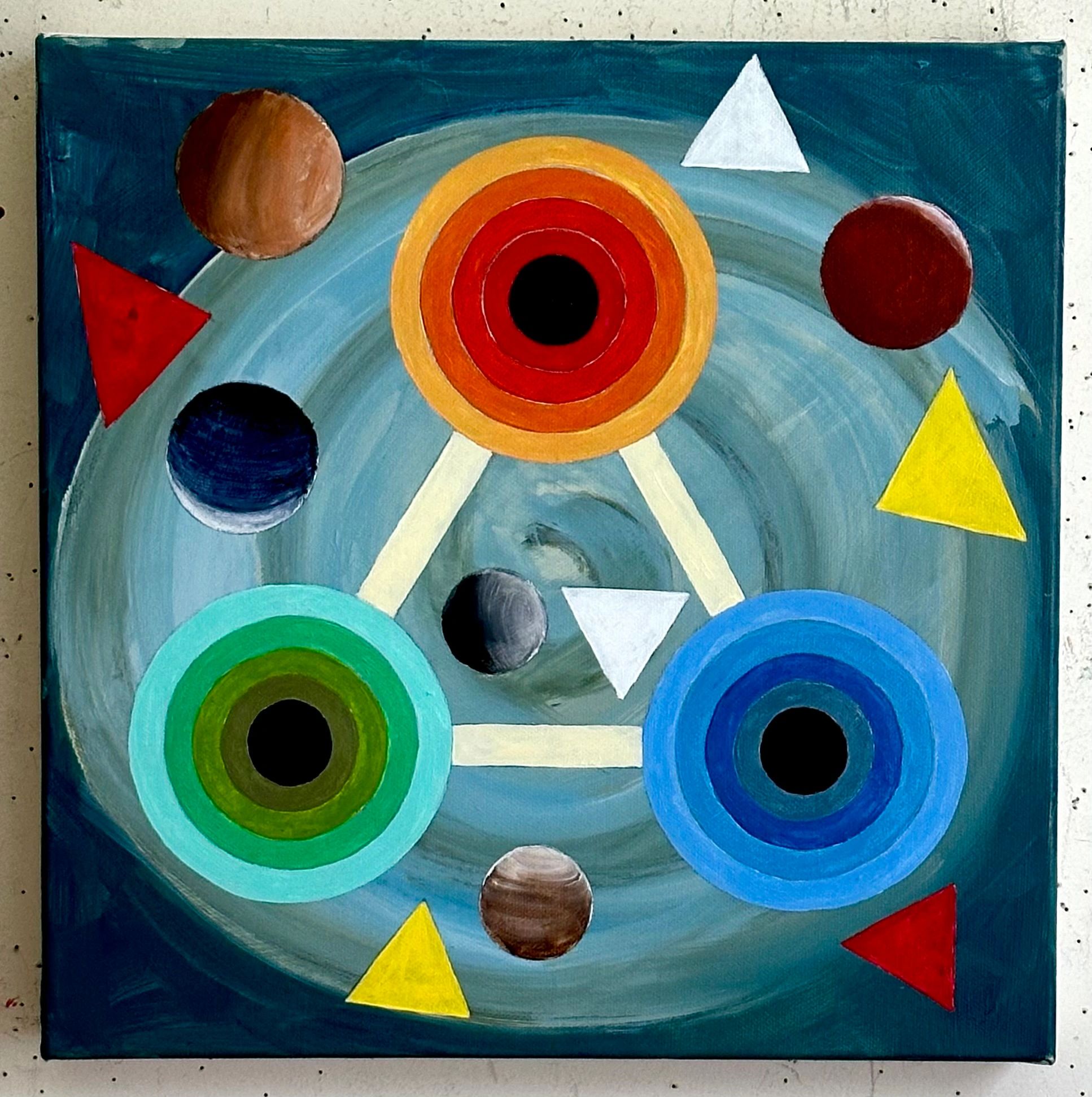 Colorful abstraction with cup and rings