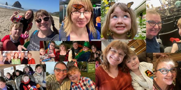 A collage of joyful family moments with children and adults sharing smiles and playful times.