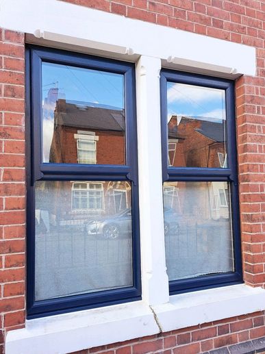 Horn sash windows in Steel Blue foil on a Victorian property