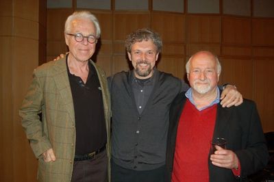 (L to r) John Guare, Roberto Cavosi, and Mario Fratti, three playwrights