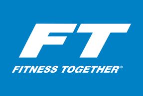Fitness Together logo, white letters F & T on a blue background