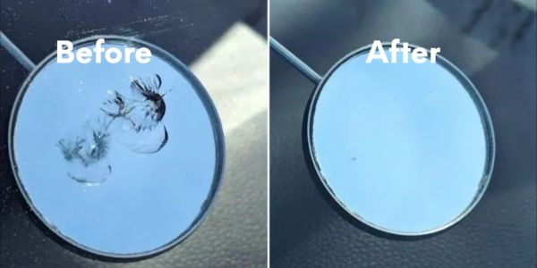 Before and after windshield chip repair