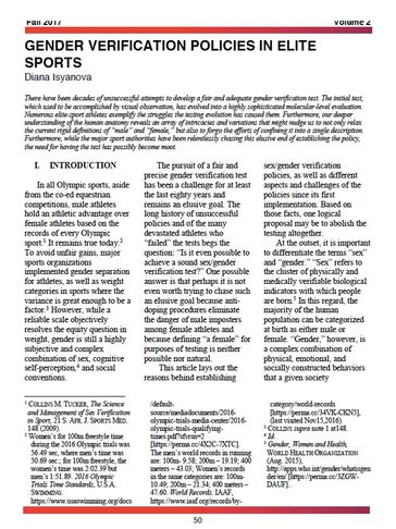 White paper on Gender verification policies in elite sports cover page