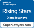 Super Lawyer Southern California Rising Star Badge in blue