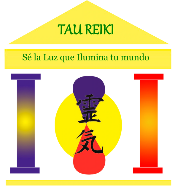 Logotipo Escuela Tau Reiki, con lema: "Sé la Luz que Ilumina tu mundo"