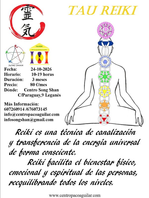 Anuncio de curso de Tau Reiki con información detallada.