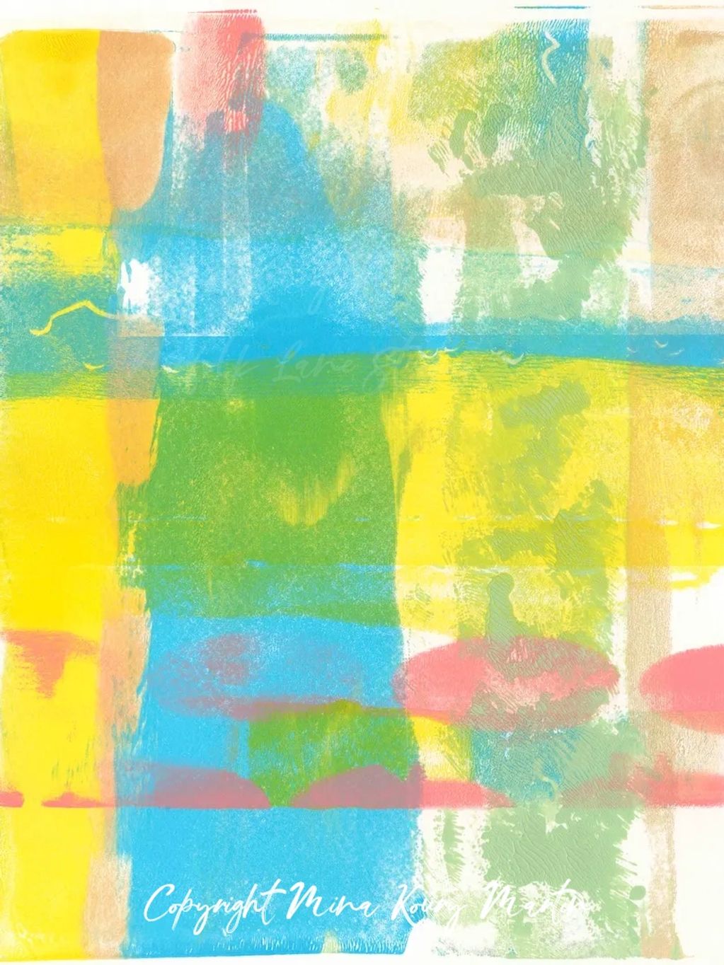 Acrylic Gel Painting by Mina Koury Martin - Colors of Summer 17 x 20