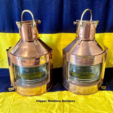 antique ships lanterns copper port and starboard navigation lamps