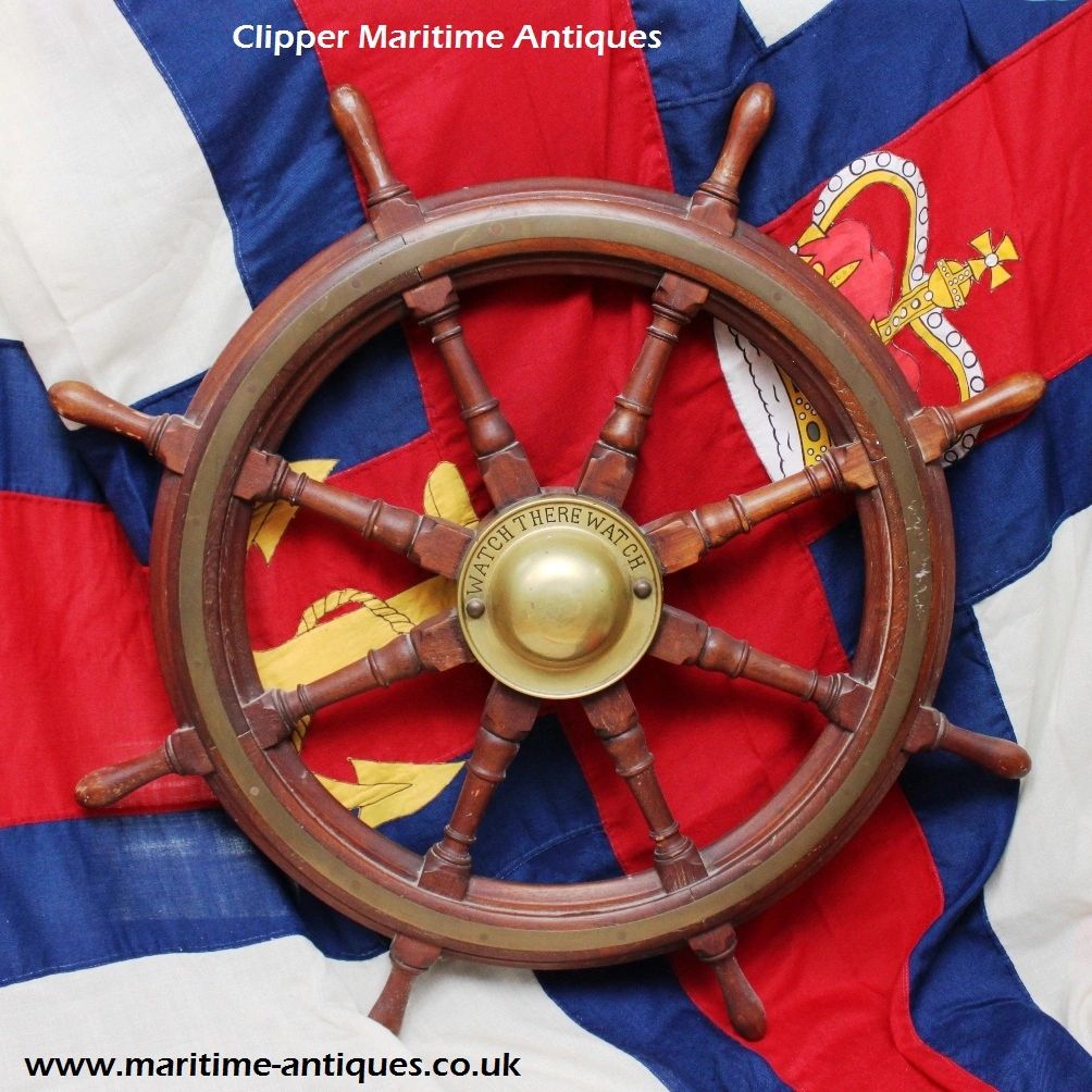 antique ships wheel ship helm mahogany brass