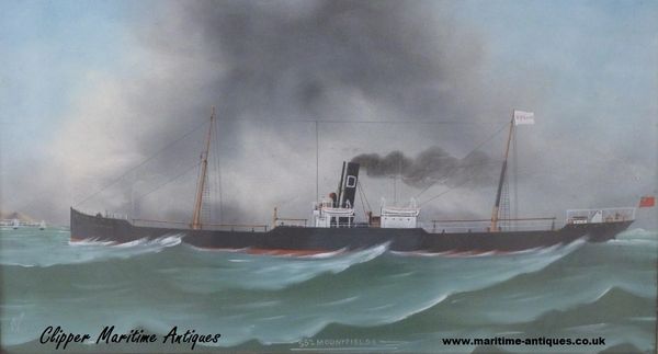 marine pierhead painting maritime nautical steamship sailing ship oil