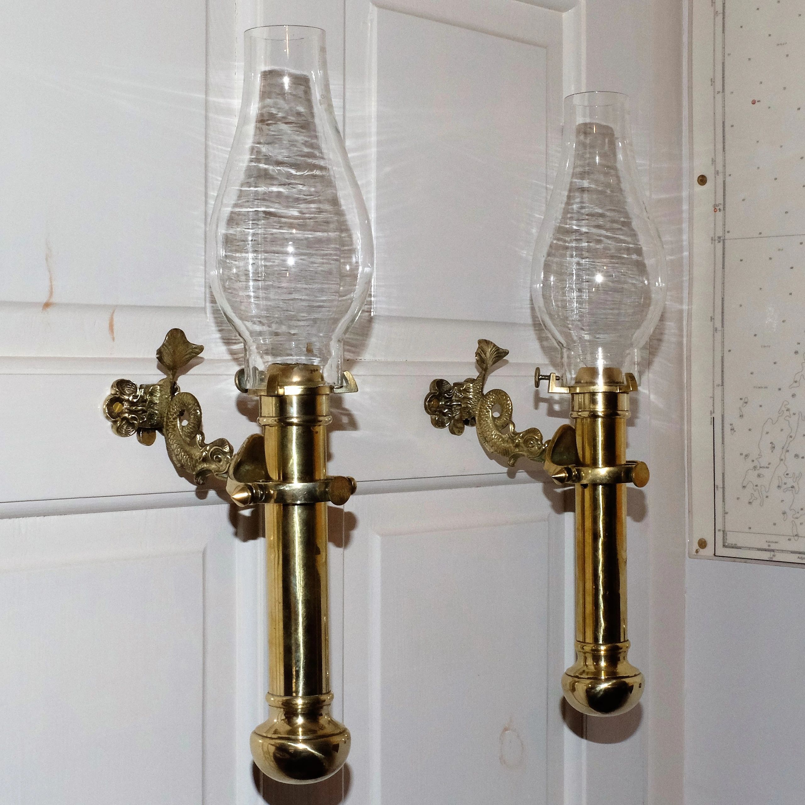 antique classic yacht gimbaled ships candle lamps. ship lamp