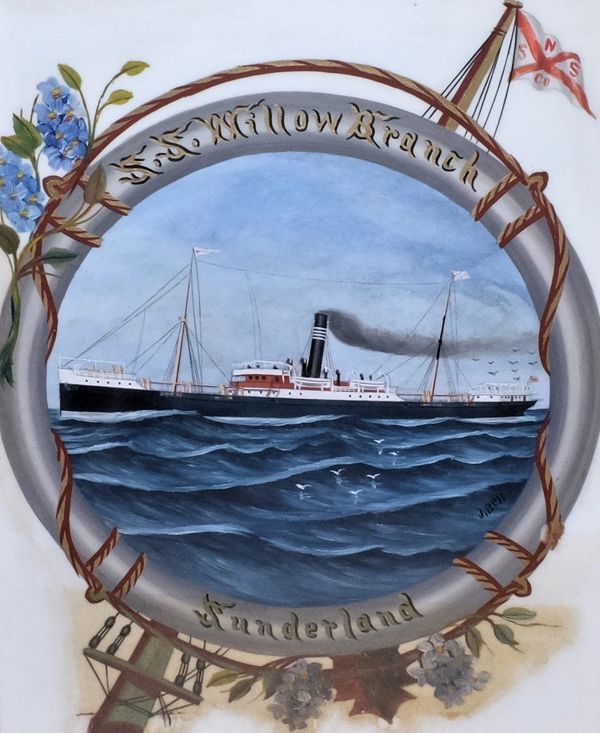 marine pierhead painting maritime nautical steamship sailing ship oil
