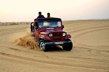 “Race through Jaisalmer’s golden sands with our Jeep Safari!”