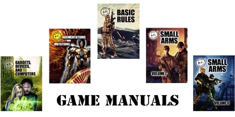 Game manual covers and text