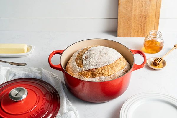 Le Creuset pot with bread