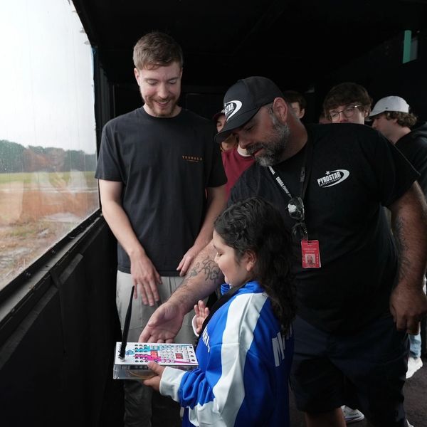 Frank Terzino from PyroStar Entertainment Fireworks oversees a special Mr Beast Make a wish event.