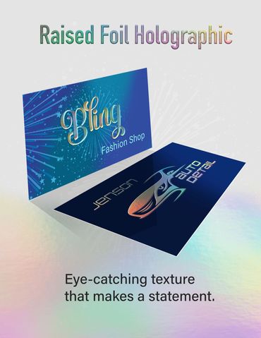 Holographic Raised Foil in silver or gold or both