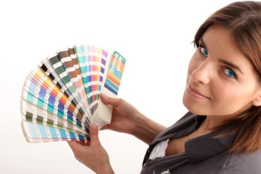 Our Sales Rep with a Pantone book