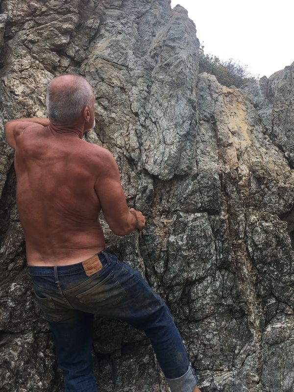 Bouldering with my son at Big Sur.