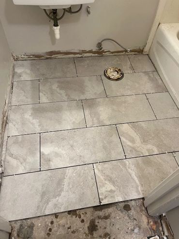 small bathroom tile work