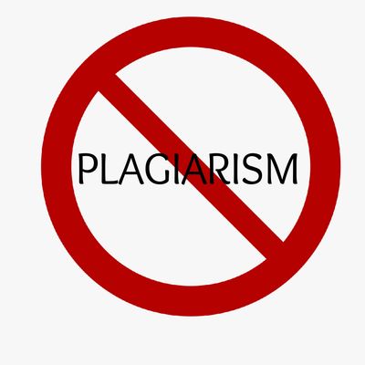 A Forbidden road sign with the word plagiarism in the middle.