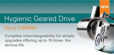Hygienic stainless steel geared drives provides complete inter-changeability with any existing motor