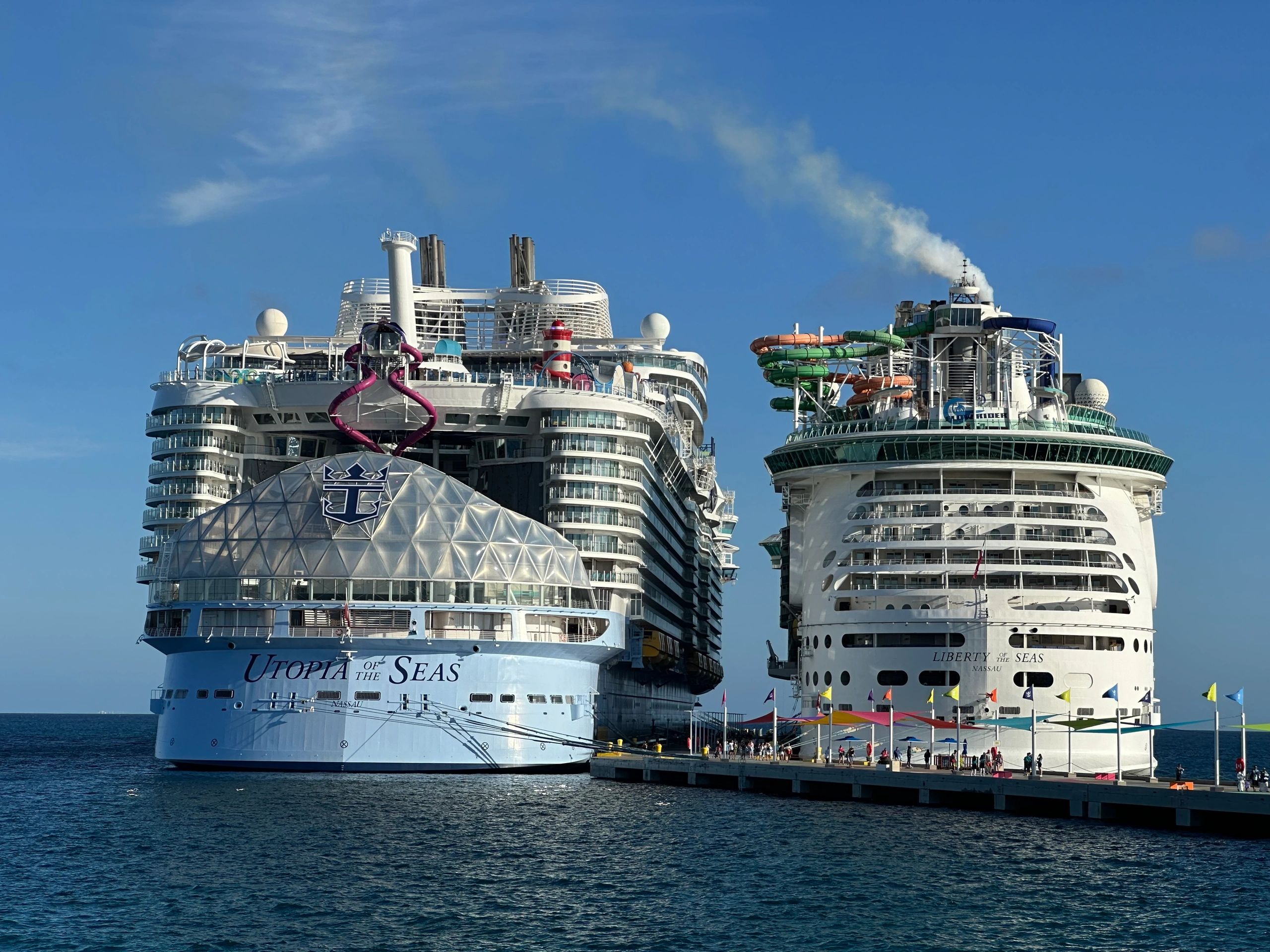 Utopia and Liberty of the Seas at Coco Cay.