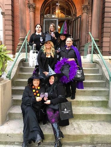 Witches at the Jacob Henry Mansion in Joliet, IL during Witches Night Out charitable event