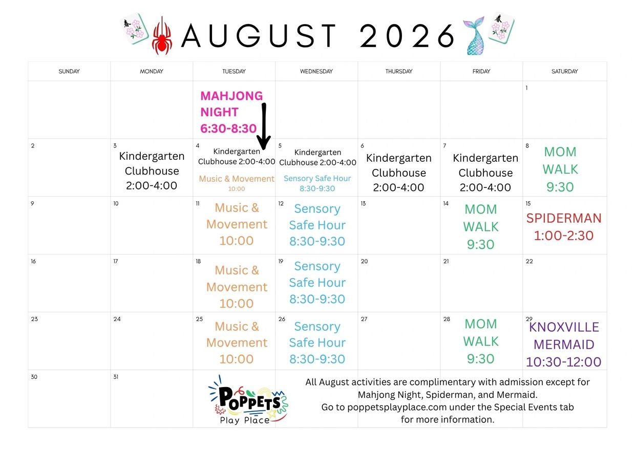 Calender of events fun kids children toddler activities