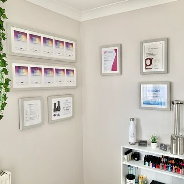 Nail Technician qualifications in a frame