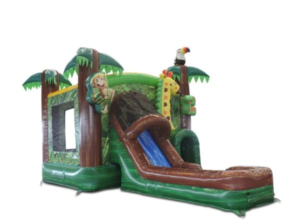 Popular Jungle Bounce & Slide Combo available to rent in LA. Animal themed bounce house for kids.
