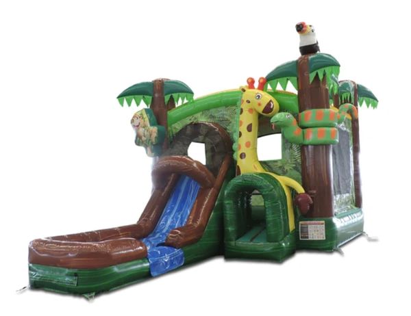 Animal Safari Bounce House and Slide Combo. Perfect for a kids animal theme party available to rent.