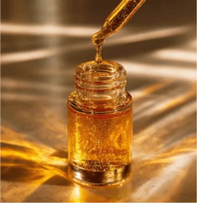A drop of golden liquid signifying the careful addition of the best ingredients