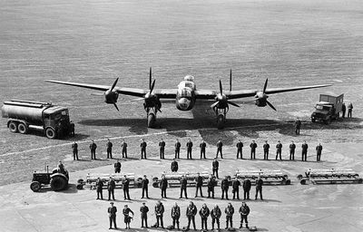 RAF Avro Lancaster with crew and everyone needed to keep it flying