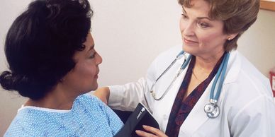 Woman checking blood pressure