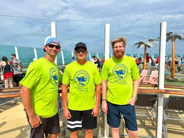 Brad (VP), Harry (President), and Tyler (VP) of Newkirk Engineering, Inc., on our Company Cruise (Ha