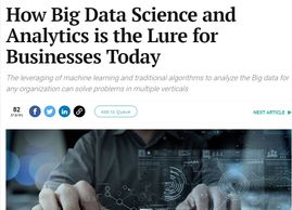 Big Data Science Lure
Article by Kamaljit Anand in The Entrepreneur, 2018