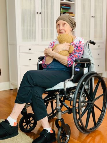 hug a bear in the wheelchair day at Suncrest adult care home West Linn