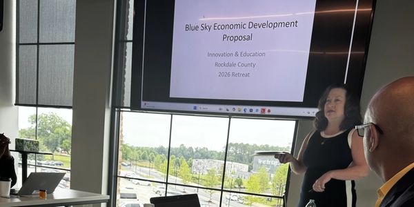 Business presentation on economic development proposal.
