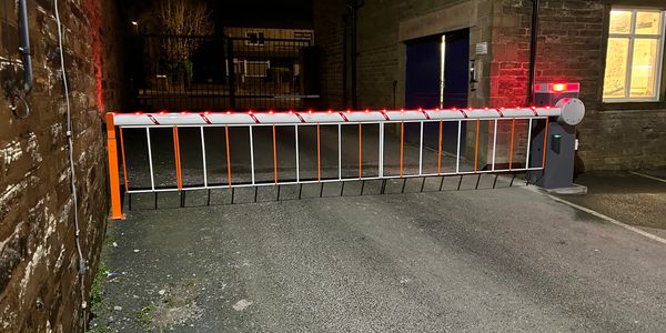 Automated rising security barrier installed at private property entrance