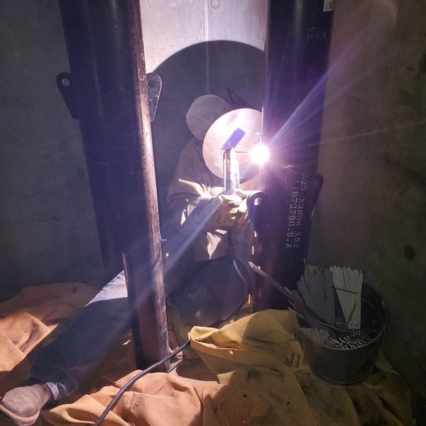 Pipe welding in hotel addition. 